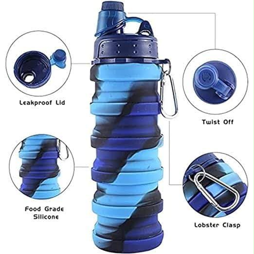 Silicone Sipper Bottle for Kids Young & Old Age 500ML Expandable Sipper Water Bottle for Home, Office, Gym, Trekking, Fancy Stylish Water Bottle